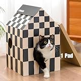 Conlun Katzenhaus Pappe mit Kratzbretter Katze&Katzenminze, Einfach zu...