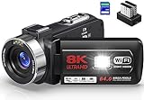 Videokamera 8K 64MP Camcorder 18X Digital Zoom IR-Nachtsicht Videokamera...