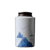 AFGFGHES Teedose Handbemaltes Keramik-Teeglas mit Ebenholzdeckel,...