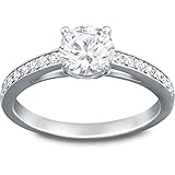 Swarovski Attract Round Ring, Rhodinierter Damenring mit Funkelnden...