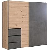 FORTE WINN 2 Schrank, Kleiderschrank, Schwebetürenschrank mit Schubladen,...