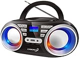 Tragbarer CD-Player | LED-Disco-Lichter | Boombox | CD/CD-R | USB | FM...