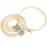 6 Stück Stickrahmen Set aus Bambus, embroidery hoop rund, glatter...