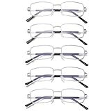 Hubeye 5 Pack Lesebrille aus Metall für Herren Anti-Blau Sehhilfe...