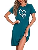 Marvmys Nachthemd Damen Kurzarm Schlafshirt Baumwolle Printed Sleepshirt...
