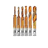 6pcs Kombi Bohrer Gewindebohrer teiliges Titan-Kombinationsbohrer-Set, HSS...