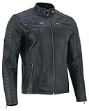 Vance The Leather Company Herren Echtleder Bikerjacke aus 100% Lammleder...
