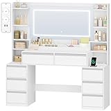 HEXCELEN Schminktisch mit Großer Spiegel, Frisiertisch und...