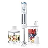 Arendo - Stabmixer Edelstahl 1200 Watt Set - Pürierstab - stufenlose...