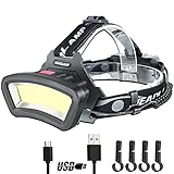DARKBEAM COB Flutlicht Stirnlampe LED mit Rotlicht Wiederaufladbar USB,...