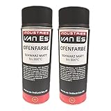 VE-INDUSTRIES Thermolack 2x 400ml Spray Ofenlack 800°C Auspufflack...