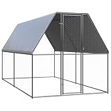 Gecheer Outdoor-Hühnerkäfig 2x4x2 m Verzinkter Stahl Kleintierstall,...