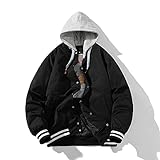 Baseballjacke für Herren und Damen, einfarbig, mit Kapuze, College-Parkas,...