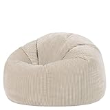 Icon Kingston Sitzsack Cord, Beige, Sitzsack Erwachsene mit Füllung, Bean...