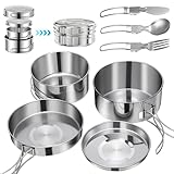 Camping Kochgeschirr Set 7-teiligtes Outdoor 2-3 Personen Edelstahl Topf...