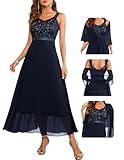 Berylove Abendkleider Kleid Festlich Damen Abiball Kleid Marineblau Kleid...