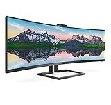 Philips 499P9H - 49 Zoll DQHD Curved USB-C Docking Monitor, Webcam,...