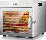 Kwasyo Dörrautomat Edelstahl, 8 Etagen mit 6er Dörrfolie, Rezeptbuch,...