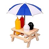 Schramm® Gewürzständer Picknicktisch mit Sonnenschirm Menage Senf...