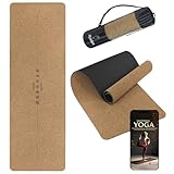 ALPIDEX Kork Yogamatte 183 x 61 x 0.6 cm E-Book Fitness Pilates Matte...