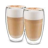 GLASWERK Design Latte Macchiato Gläser doppelwandig (2 x 450ml) Cappuccino...