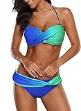 Aleumdr Damen Geraffte Tie Dye Bandeau Bikini Badeanzüge mit Slip S-XXL...