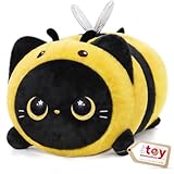 Mewaii Schwarze Katze Biene Plüschkissen 20CM Weiches Kawaii Kuscheltier...