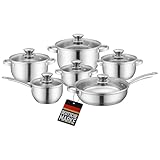 Topfset 12-teilig aus Edelstahl – Kochtopfset für Induktion, Gas & alle...