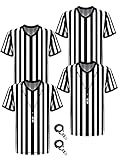 4er-Pack schwarz-weiß gestreiftes Schiedsrichter-Shirt mit Pfeife,...