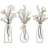 Wonninek 3 Stück Metall Blumen Wanddekoration, Bunte Metall Blumen...