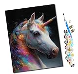 WMZPOY Malen Nach Zahlen Erwachsene Regenbogeneinhorn (3) Bastelset...