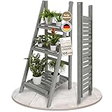 TTL HOME Blumenleiter 'Flower Ladder M' 108x41x40cm hellgrau - 3-Ebenen...