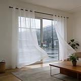 LIJIAO Voile Vorhänge 245 x 205 cm Halbtransparent, Lichtdurchlässig Und...