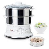 Tefal Dampfgarer elektrisch, 2 Edelstahlbehälter, 6L Fassungsvermögen,...