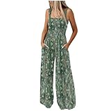 Damen-Jumpsuit mit Blumenmuster, elegant, quadratischer Ausschnitt,...