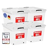 ATHLON TOOLS 4x 60 L Aufbewahrungsboxen mit Deckel, lebensmittelecht -...