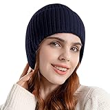 Modische Damen-Kappe, gestrickt, Wollmütze, Kälteschutz, Ohrenärmel,...