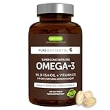 Omega 3 mit Vitamin D3, 80% Hochkonzentrierte DHA+EPA Omega 3 Kapseln,...