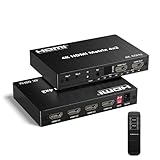 HDMI Switch 4x2, 4K 60Hz HDMI Matrix Splitter 4 in 2 Out mit Fernbedienung,...