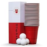 RedCupShop® Red Cups | 25 Rote Beer Pong Becher & 4 Bälle |...