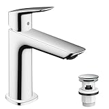 hansgrohe Logis Fine - Waschtischarmatur mit Push-Open Ablauf, Wasserhahn...