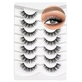 3D Falsche Wimpern Cat-Eye Kurze Natürlich Look Wispy Faux Mink spiky...