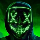 Costumed Halloween Maske Purge LED grün - Kostümmaske steuerbar für...