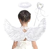Goenb Engelsflügel, 63*33cm Engelsflügel Weiß Engel Kostüm Damen Kinder...