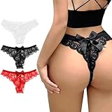 Telooco Spitzenhöschen Damen 3er Pack Braut Spitzen Tanga Sexy...
