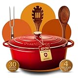 GUSSKÖNIGIN Bräter Gusseisen 37cm (XXL)– Gusseisen-Topf & Schmortopf...