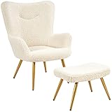 Yaheetech Ohrensessel mit Hocker Polyester-Bezug, Fernsehsessel...