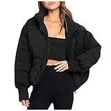 Lapirek Damen Puffer Jacke Kurz Schwarz Beige Winter Warm Gesteppte Dicke...