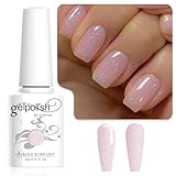 Vishine Semi-permanenter Gel-Nagellack Transparent Glitzer Rosa Nude, Jelly...