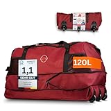 Große Reisetasche mit Rollen 120 L – Faltbare Rolltasche & Sporttasche...
